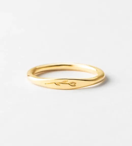 Floral Slim Signet Ring